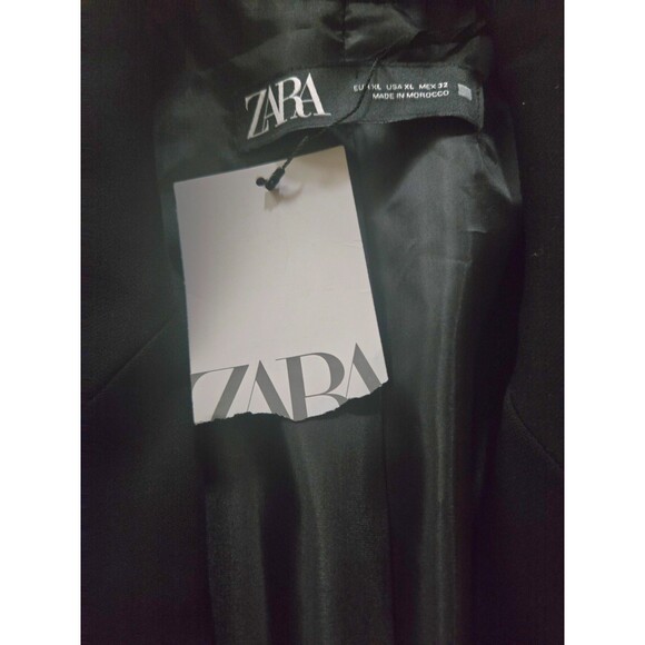 Zara Women's XL Black Open Front 3/4 Sleeve Career Work Office Blazer Jacket NWT - Picture 5 of 8
